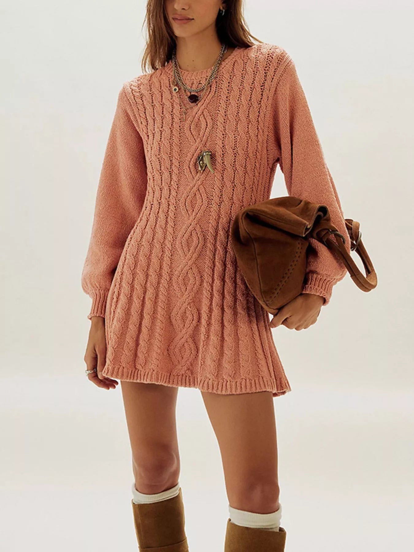 Cable Knit Sweater Mini Dress
