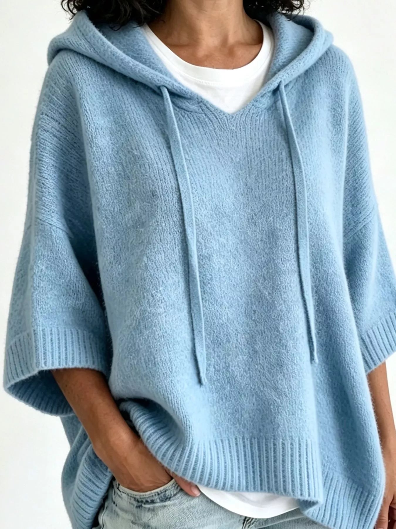 Striped Hooded Sweater with Button Detail