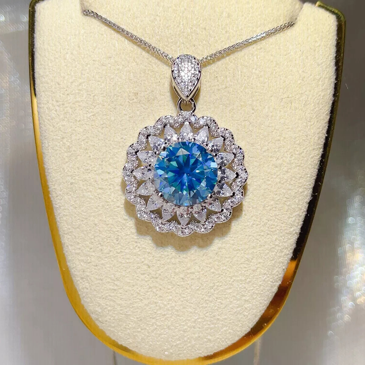 5 Carat 925 Sterling Silver Moissanite Pendant Necklace