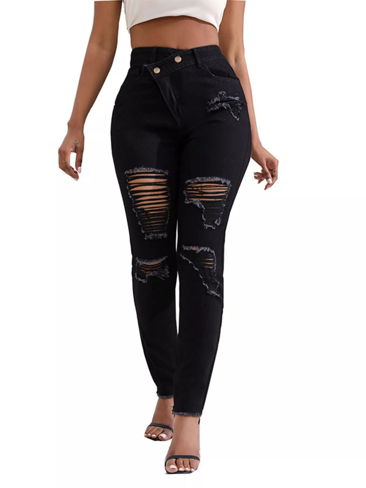 Distressed High-Waisted Jeans