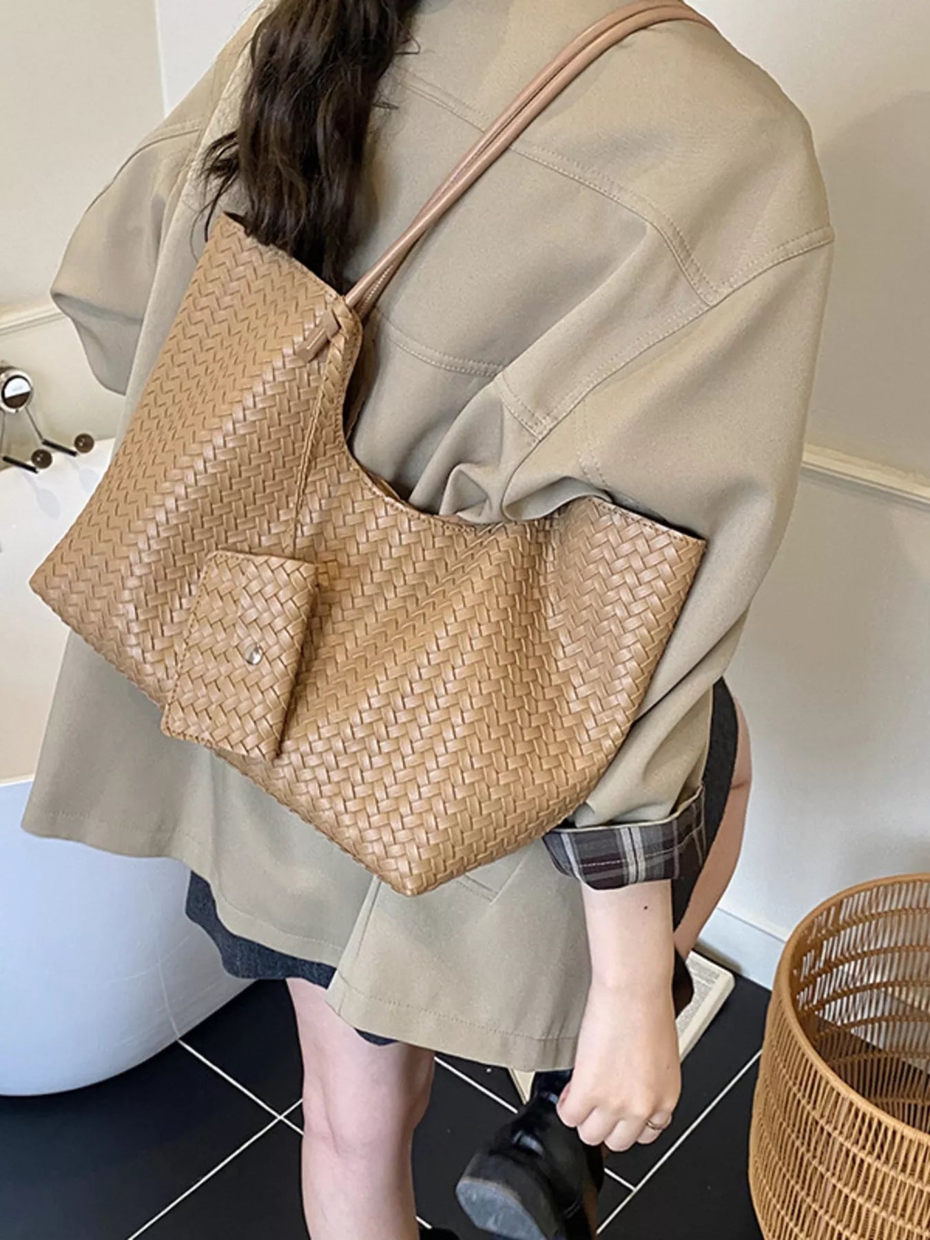 Woven Texture Large Capacity Tote Bag
