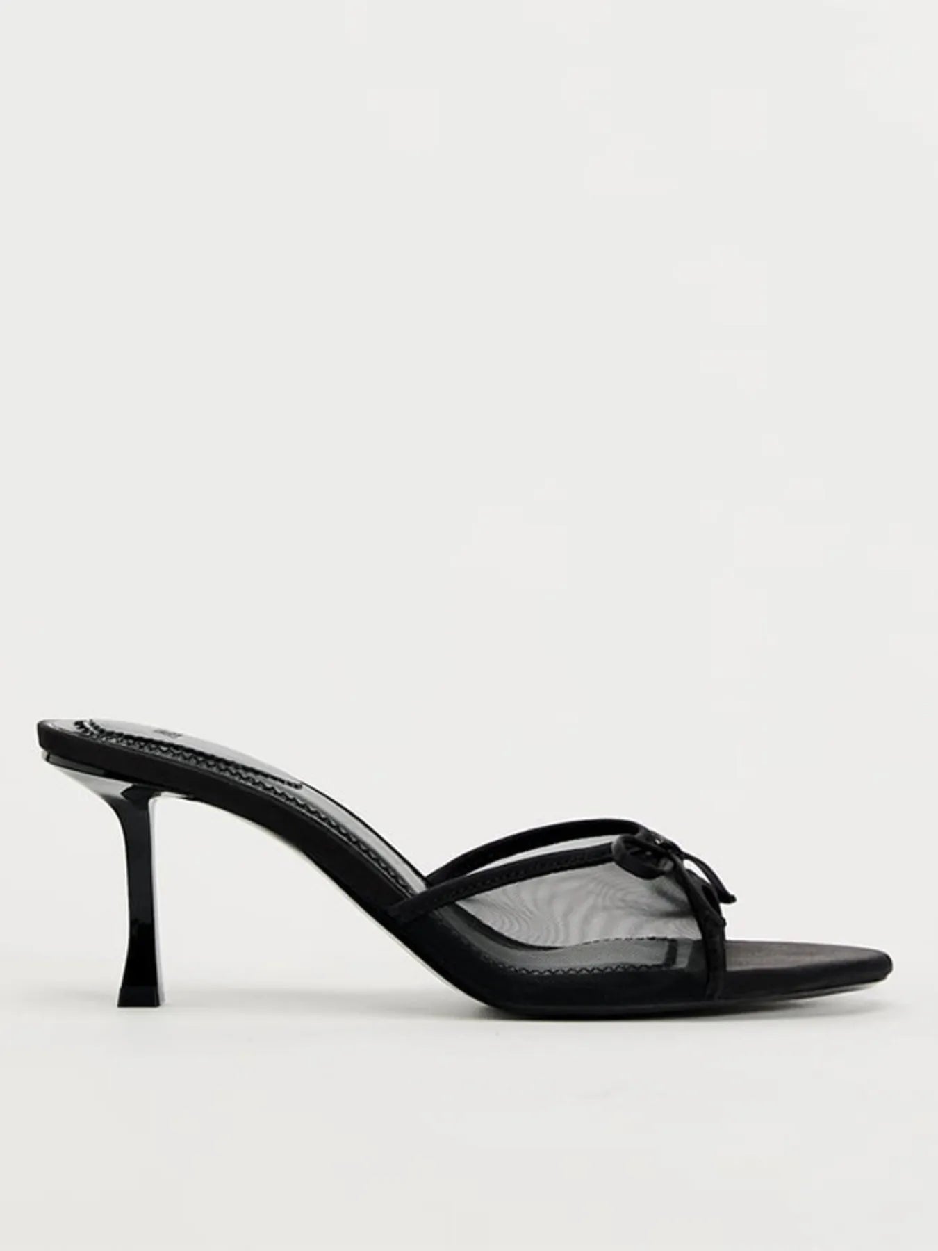 Bow Detail Stiletto Heel Mule Sandals