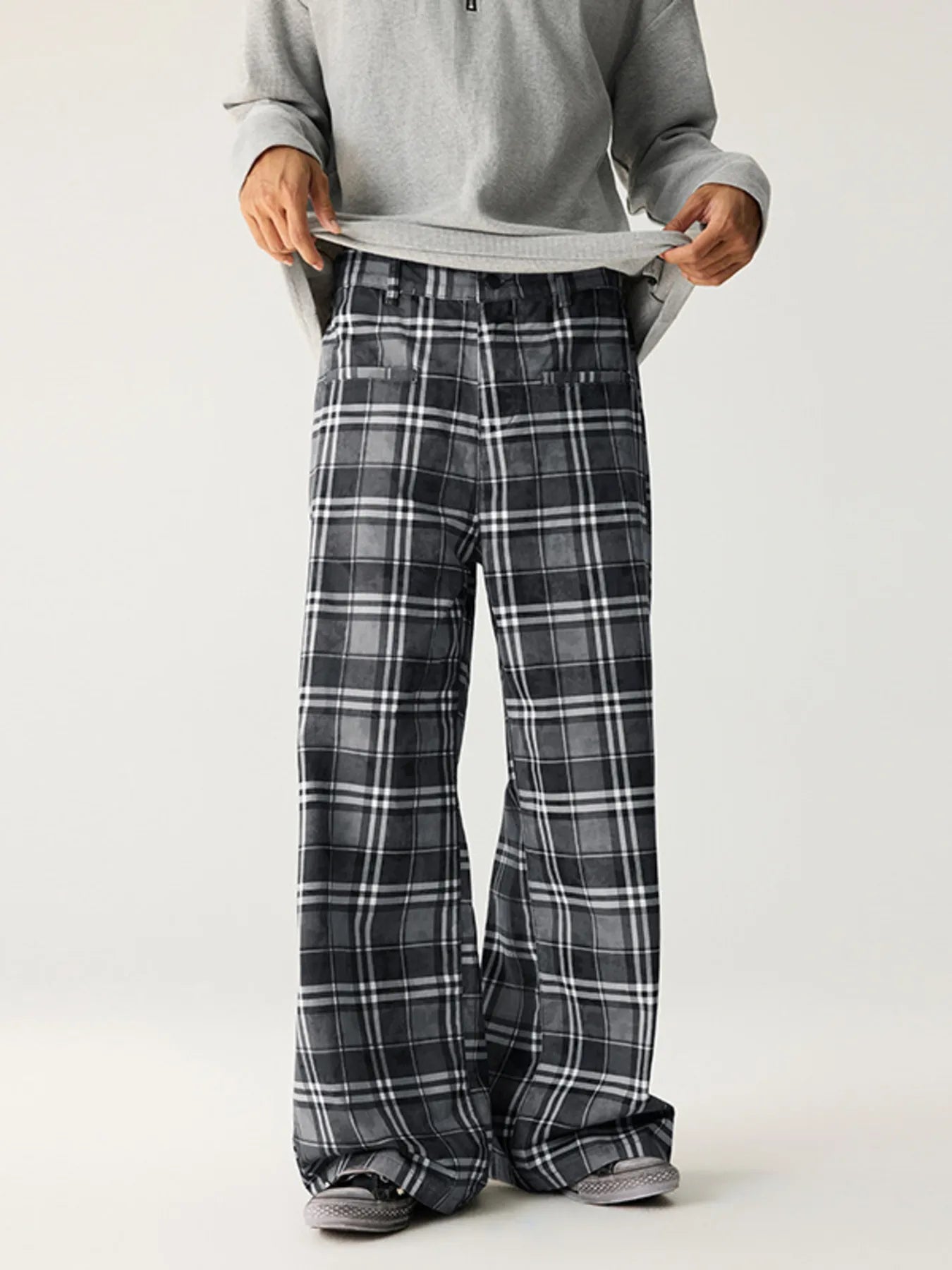 Men's Plaid Wide Leg Pants