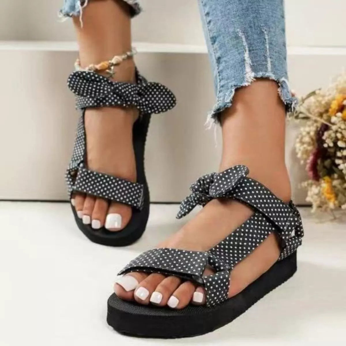 Open Toe Bow Sandals