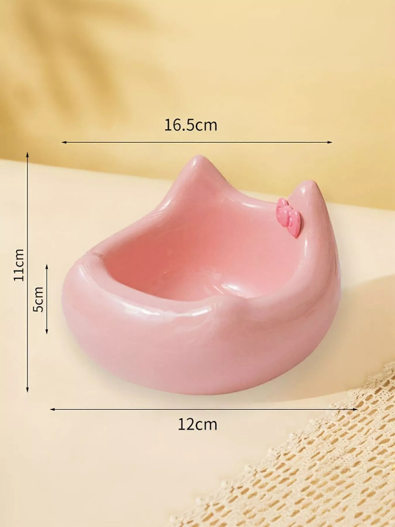 Ceramic Pet Bowl with Bowknot