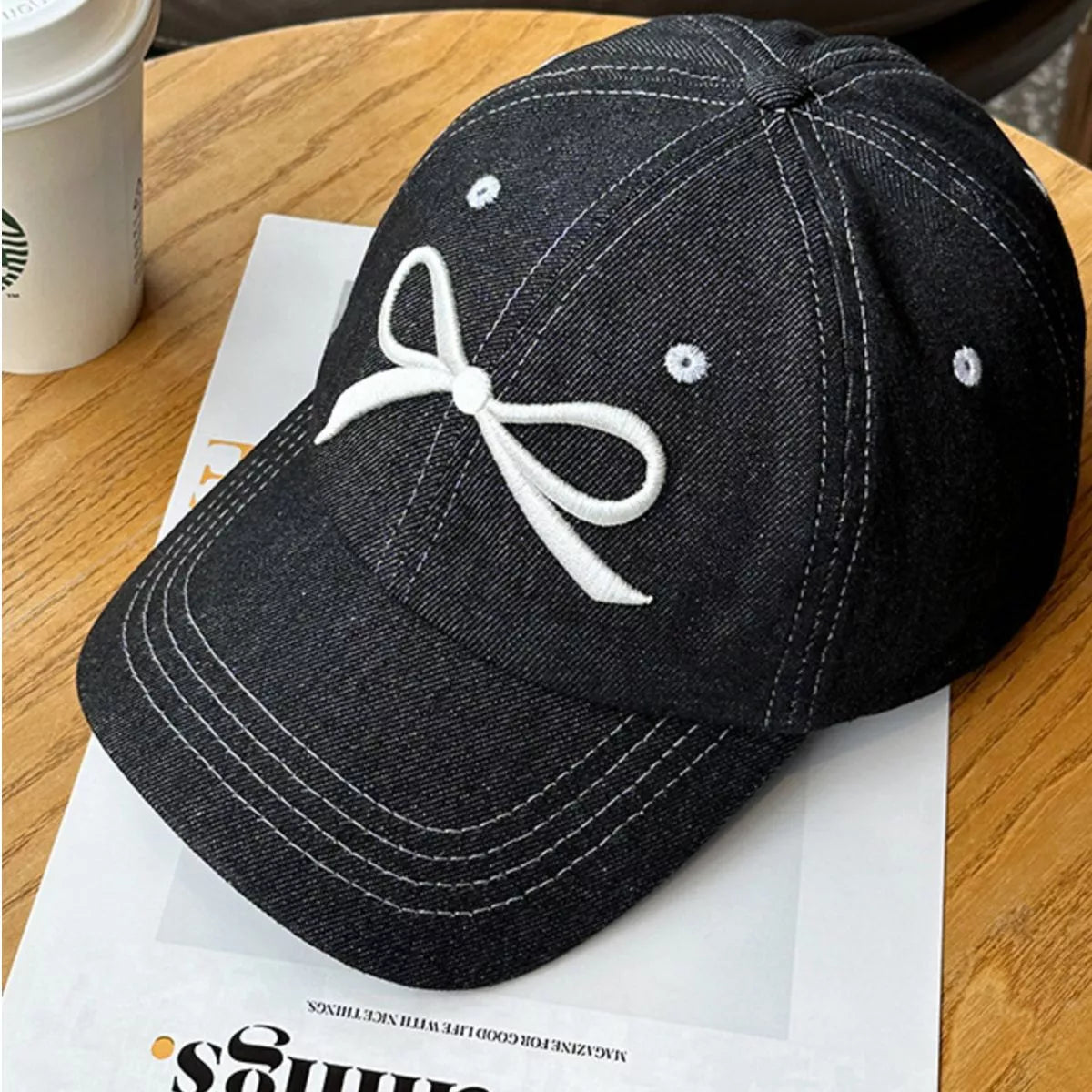 Bow Embroidered Baseball Cap