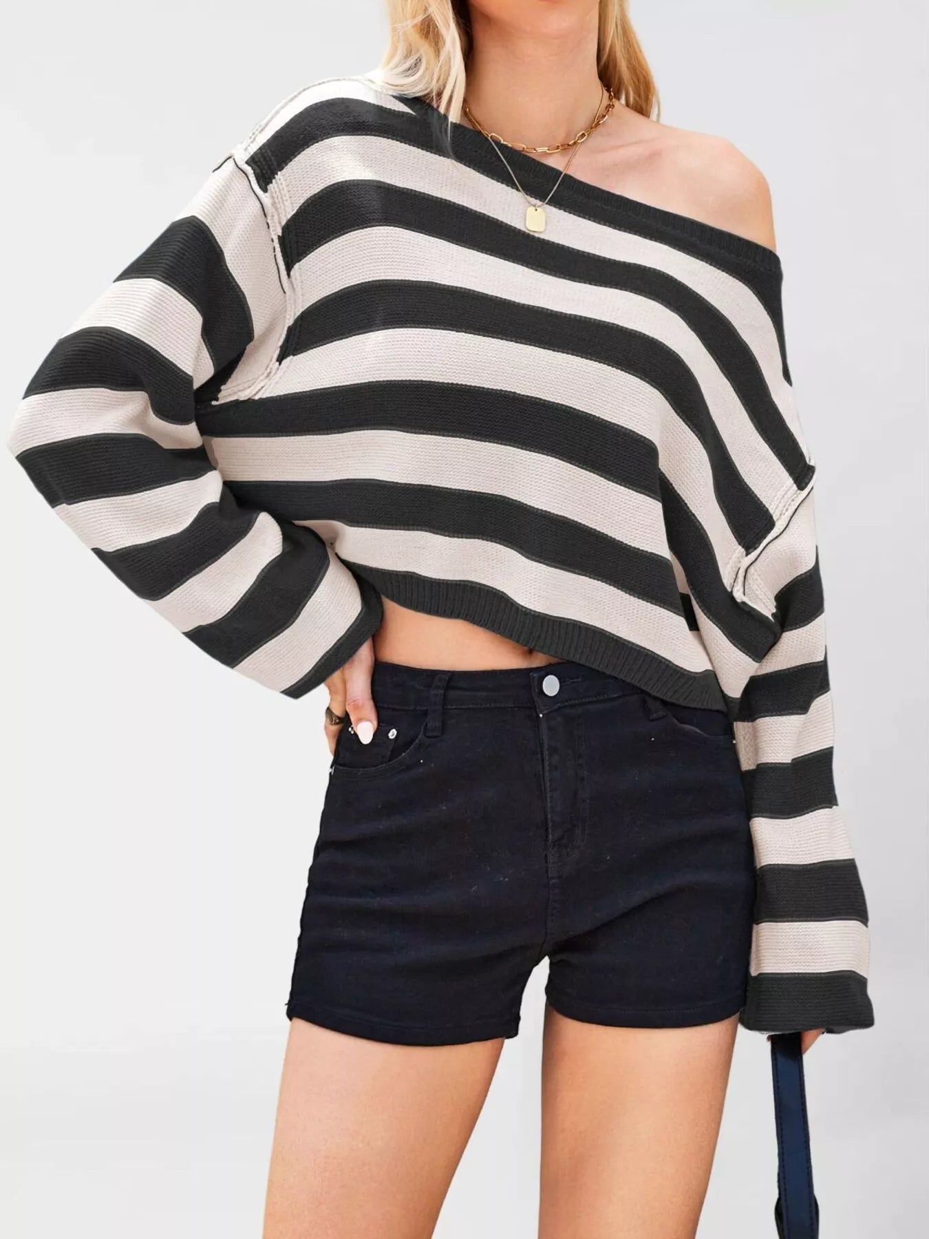 Striped Boat Neck Sweater