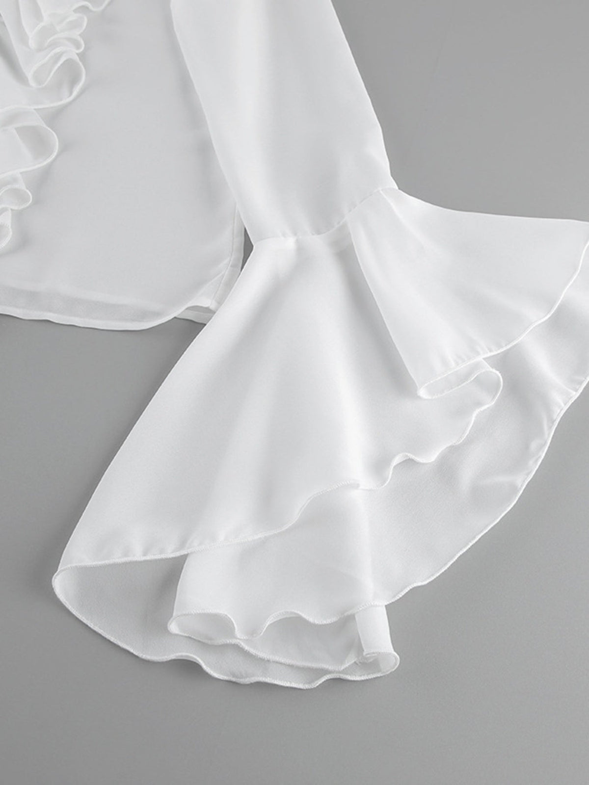 Ruffle Trim Flounce Sleeve Blouse