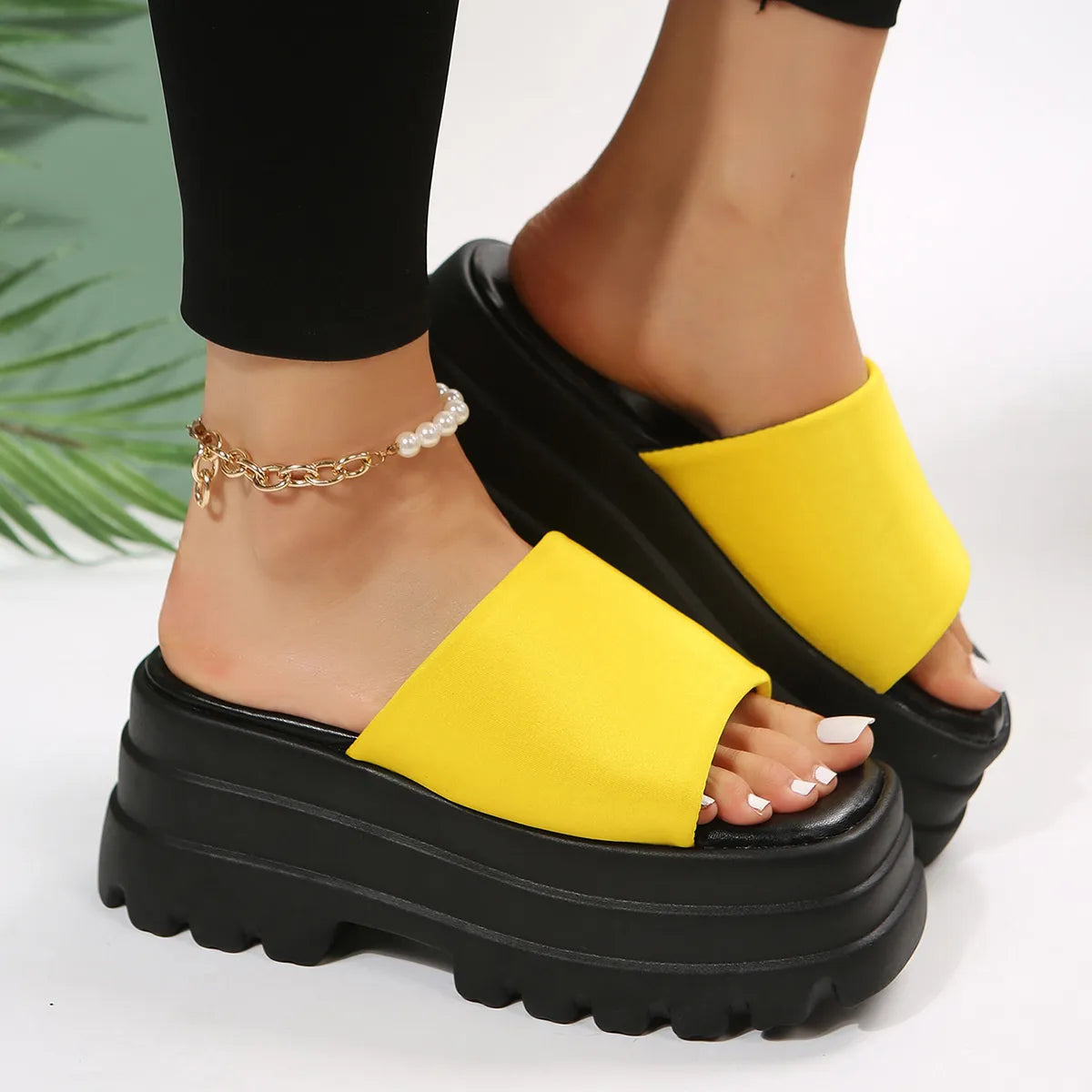 Open Toe Platform Slide Sandals