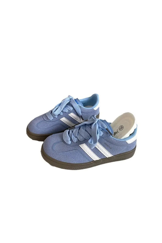 Contrast Round Toe Flat Sneakers