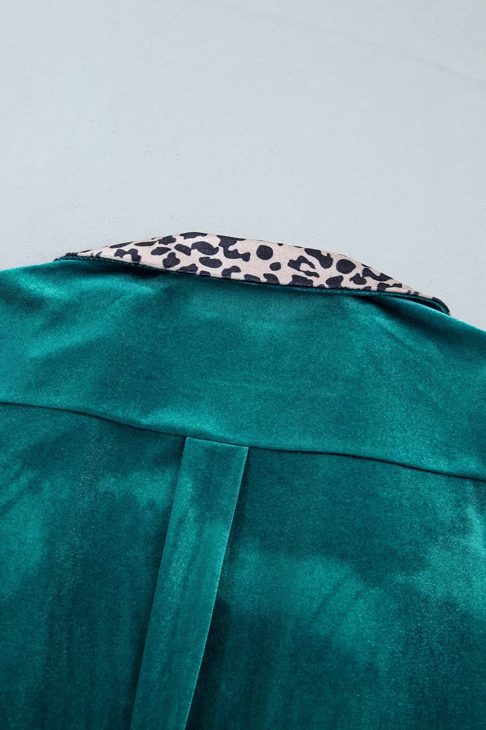 Velvet Contrast Leopard Print Lapel Collar Open Front Cardigan