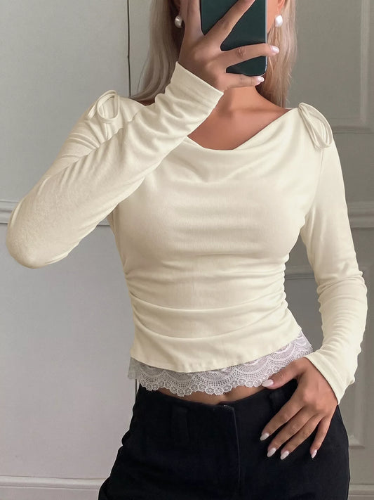 Lace Trim Long Sleeve T-Shirt