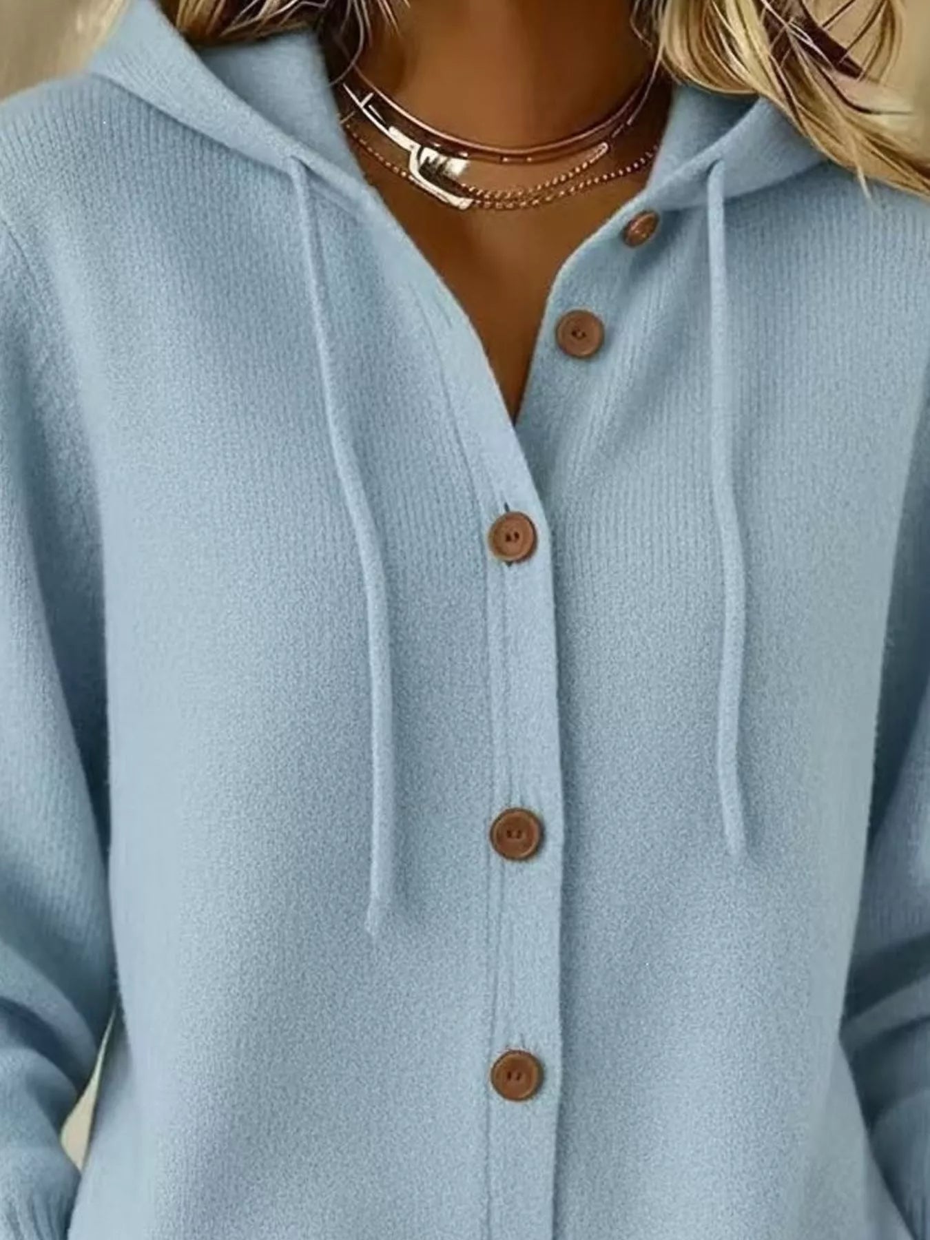 Hooded Button-Up Cardigan