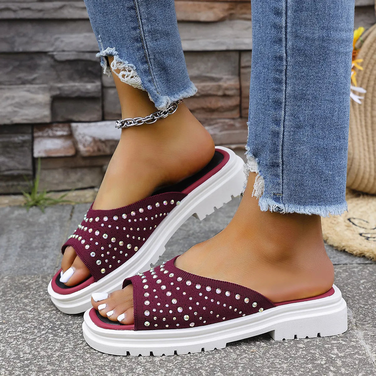Rhinestone Open Toe Sandals