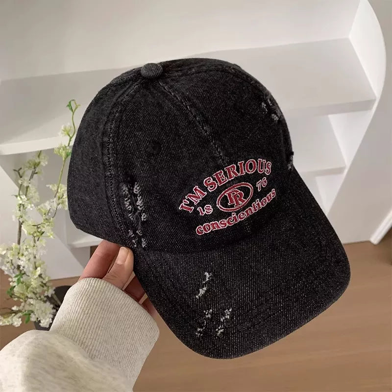 Embroidered Distressed Baseball Cap