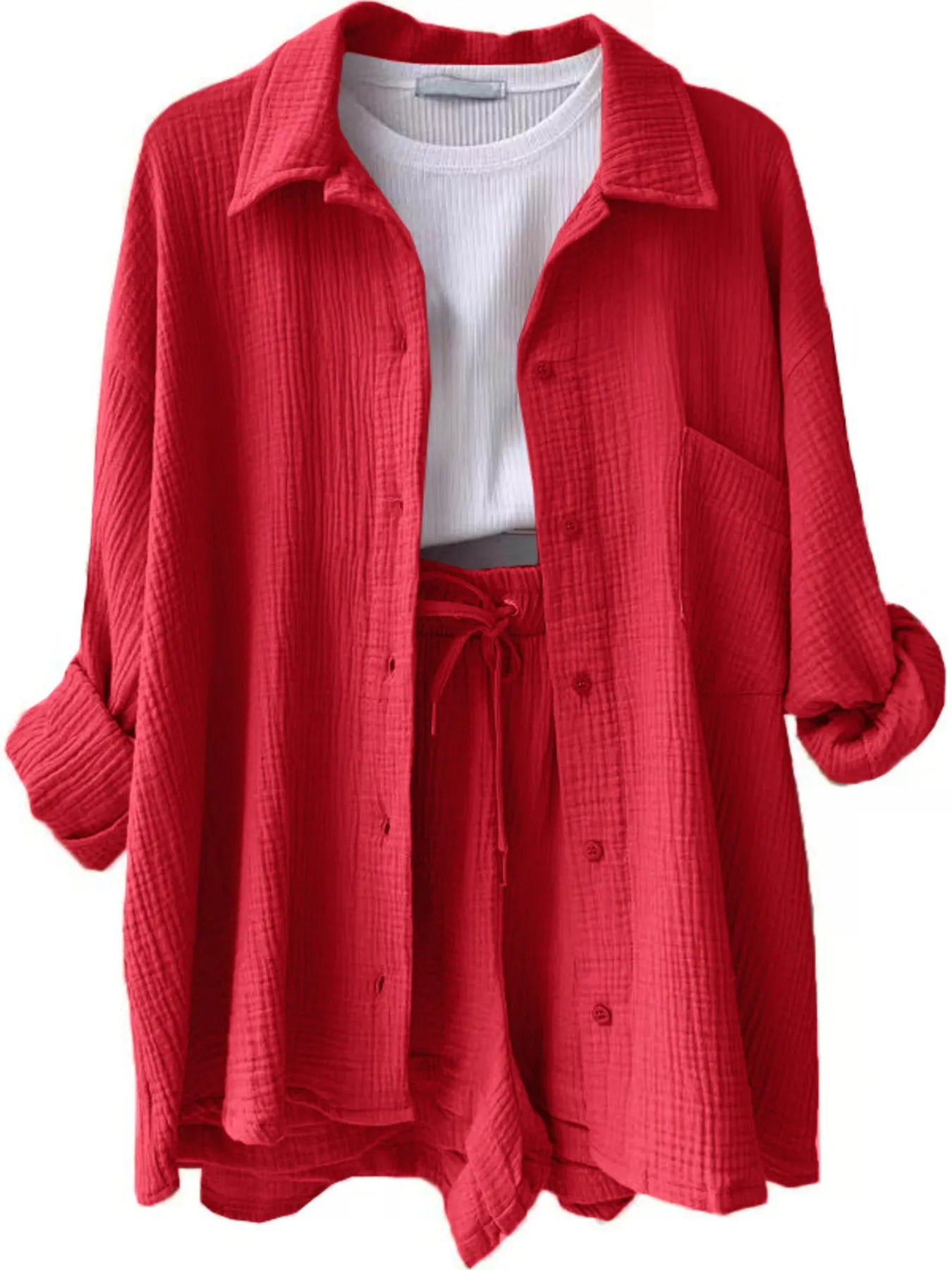 Button Up Shirt and Shorts Set