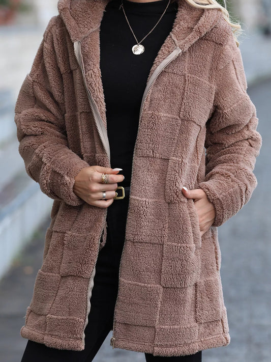 Fleece Zip Up Hooded Outerwear