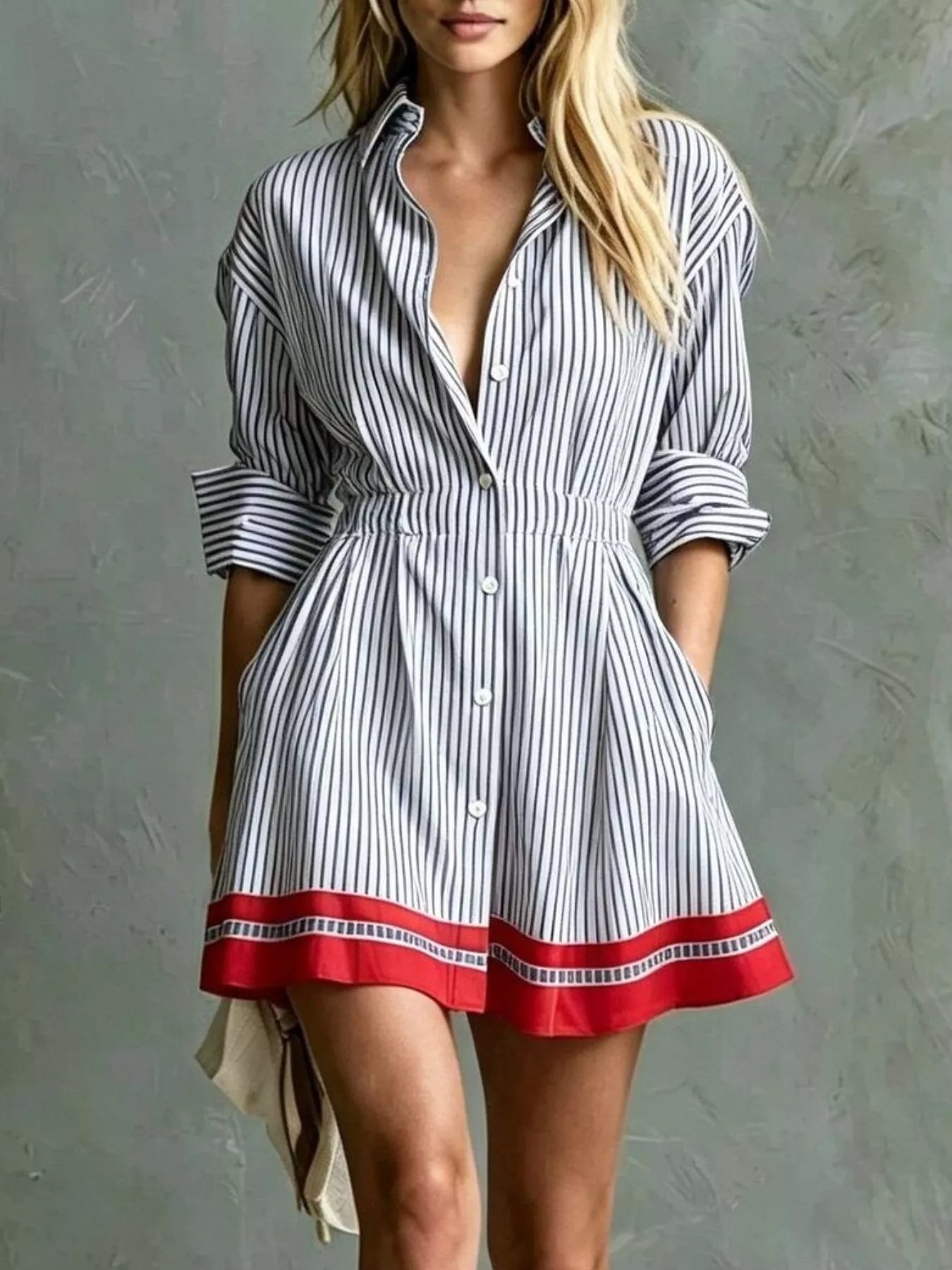 Striped Long Sleeve Shirt Dress