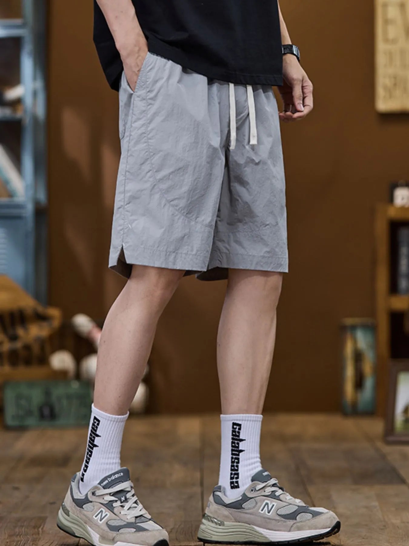 Men's Plus Size Drawstring Pocketed Shorts