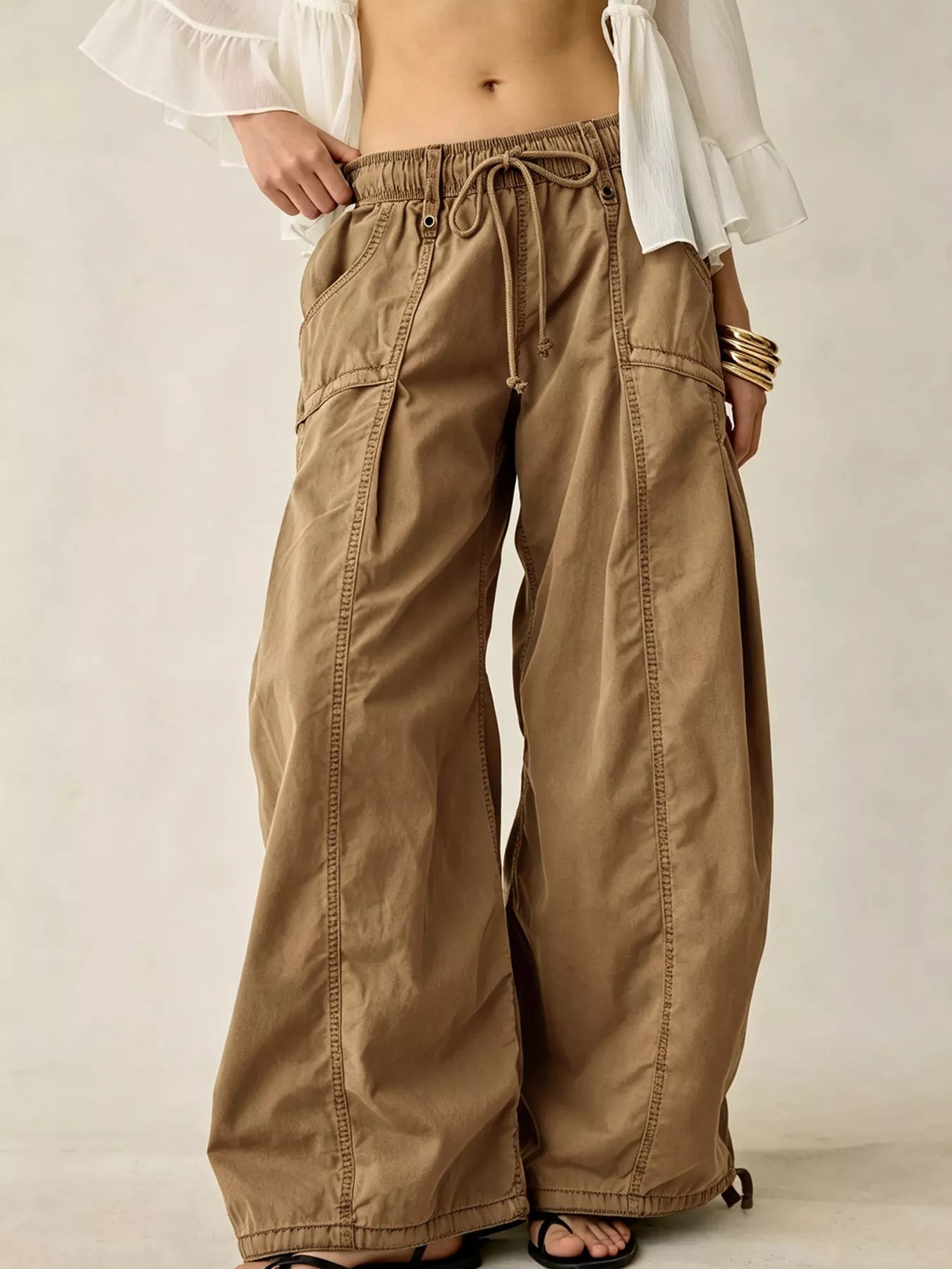 High-Waisted Cargo Wide-Leg Pants