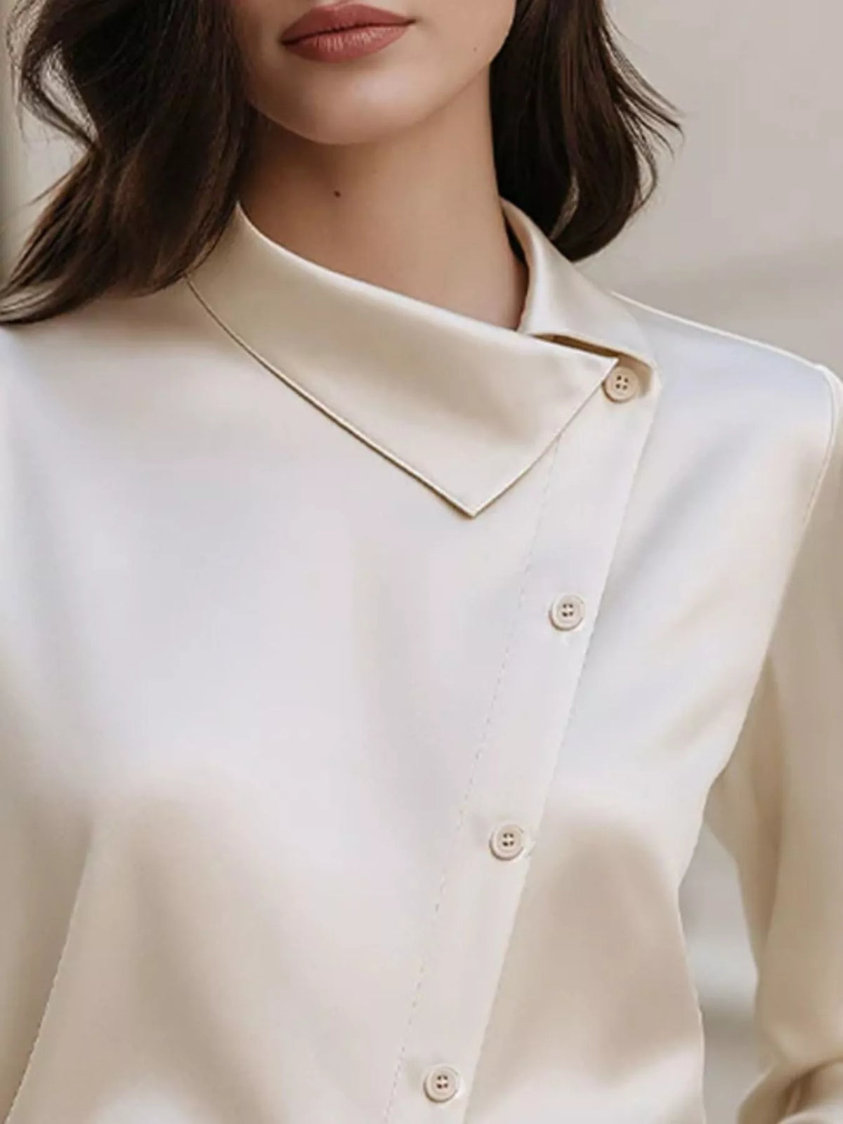 Asymmetric Collar Satin Blouse
