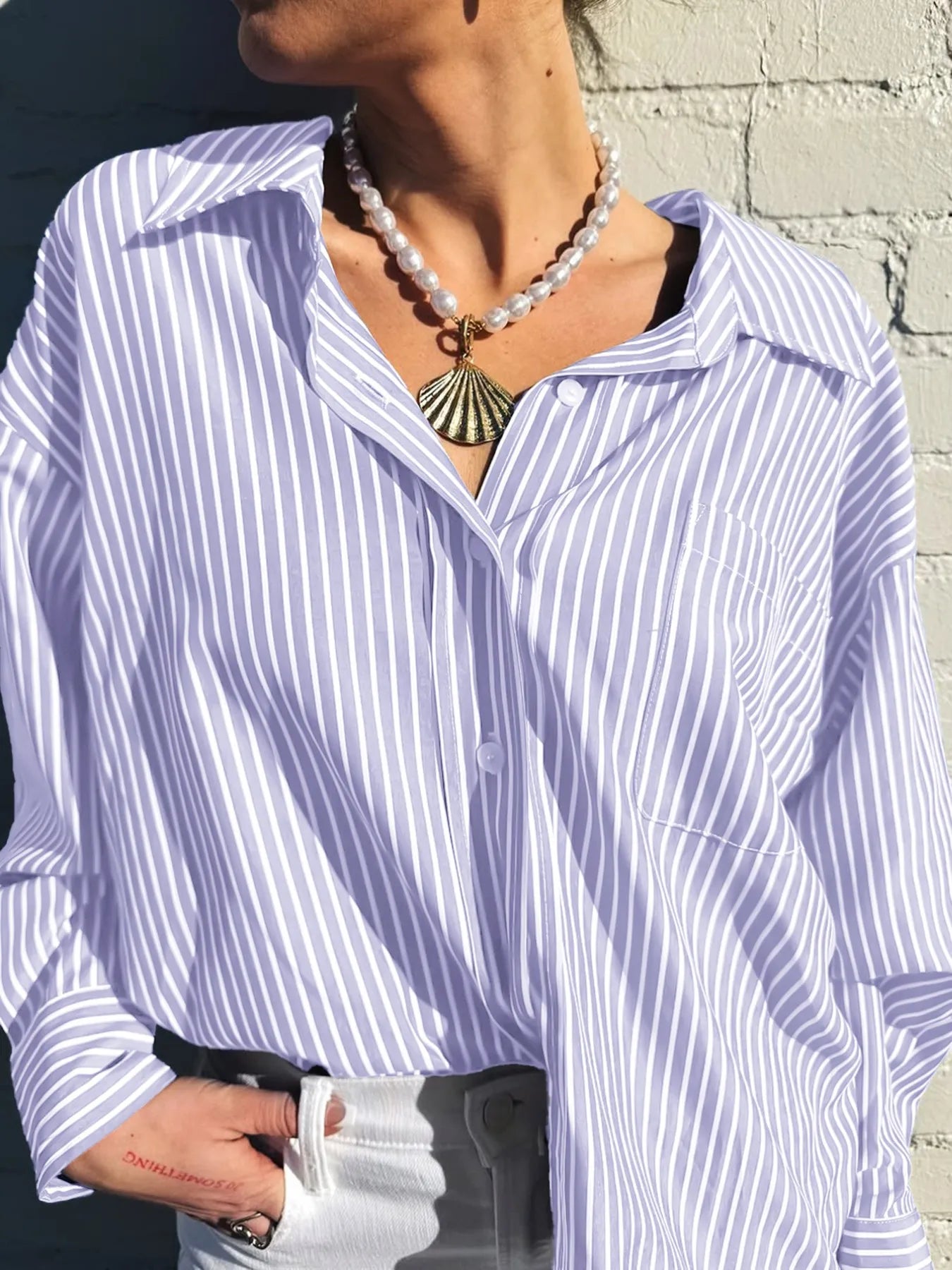 Oversized Striped Button-Down Shirt