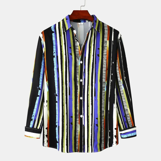 Men's Colorful Striped Long Sleeve Casual Shirt