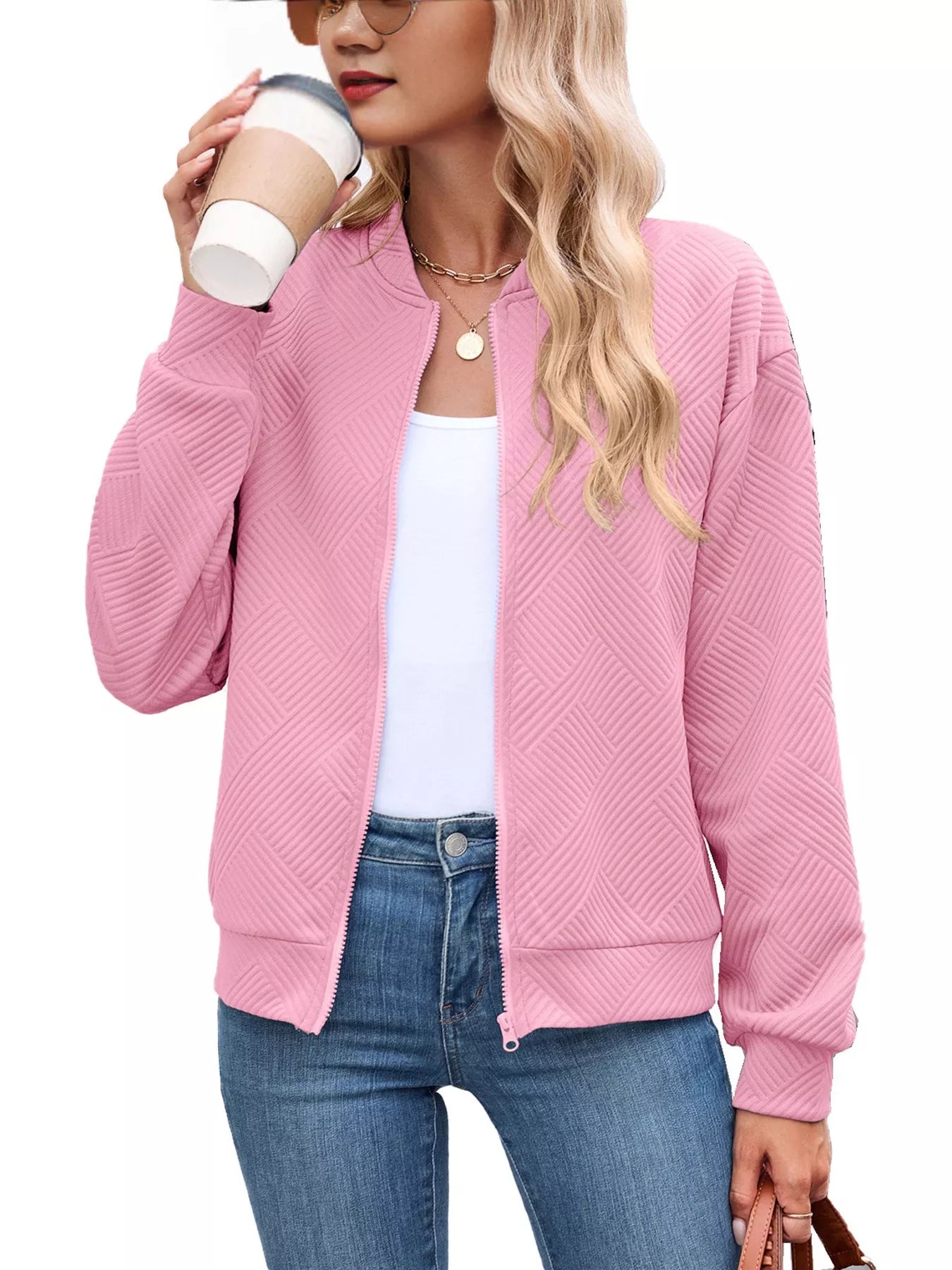 Textured Zip Up Jacket