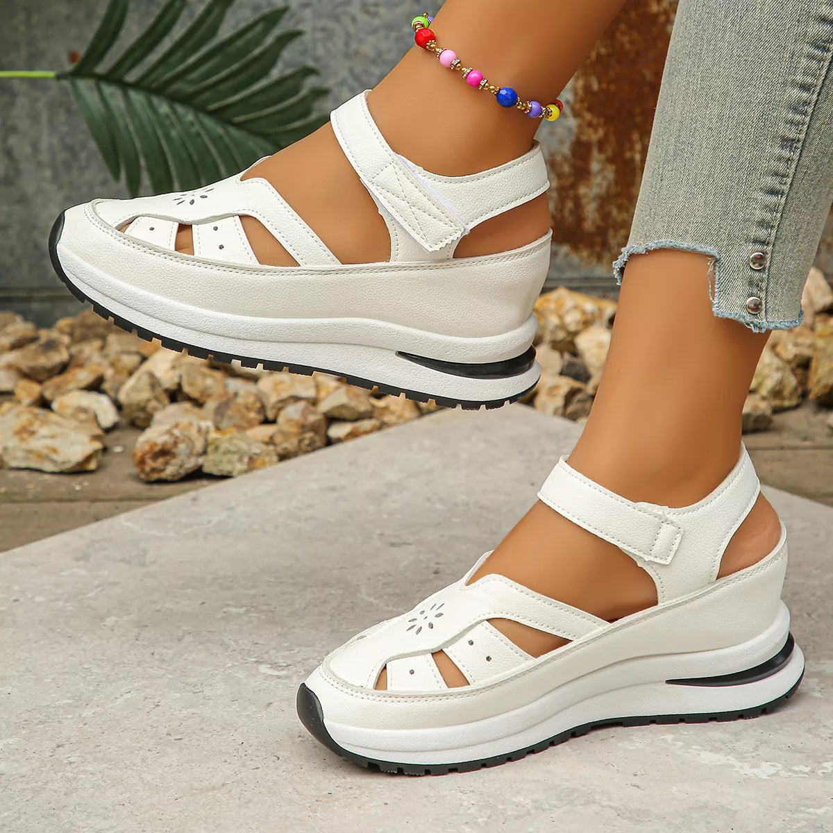 Cutout Wedge Sandals
