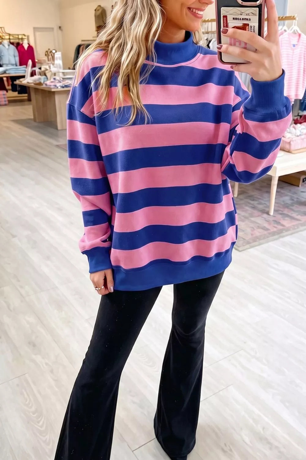 Striped Crew Neck Sweatshirt