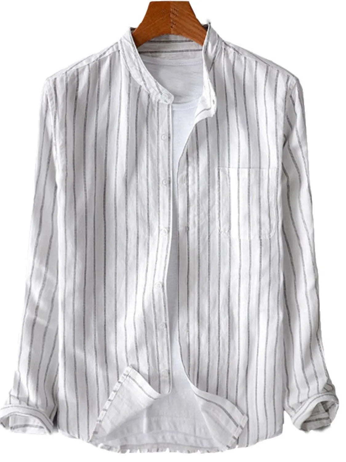 Men's Full Size Striped Button Up Long Sleeve Shirt Plus Size