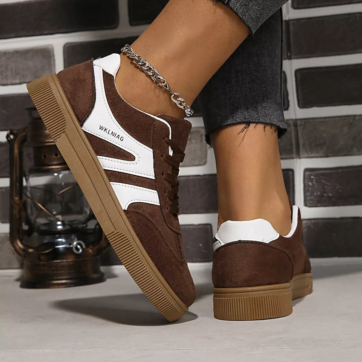 Round Toe Lace Up Sneakers