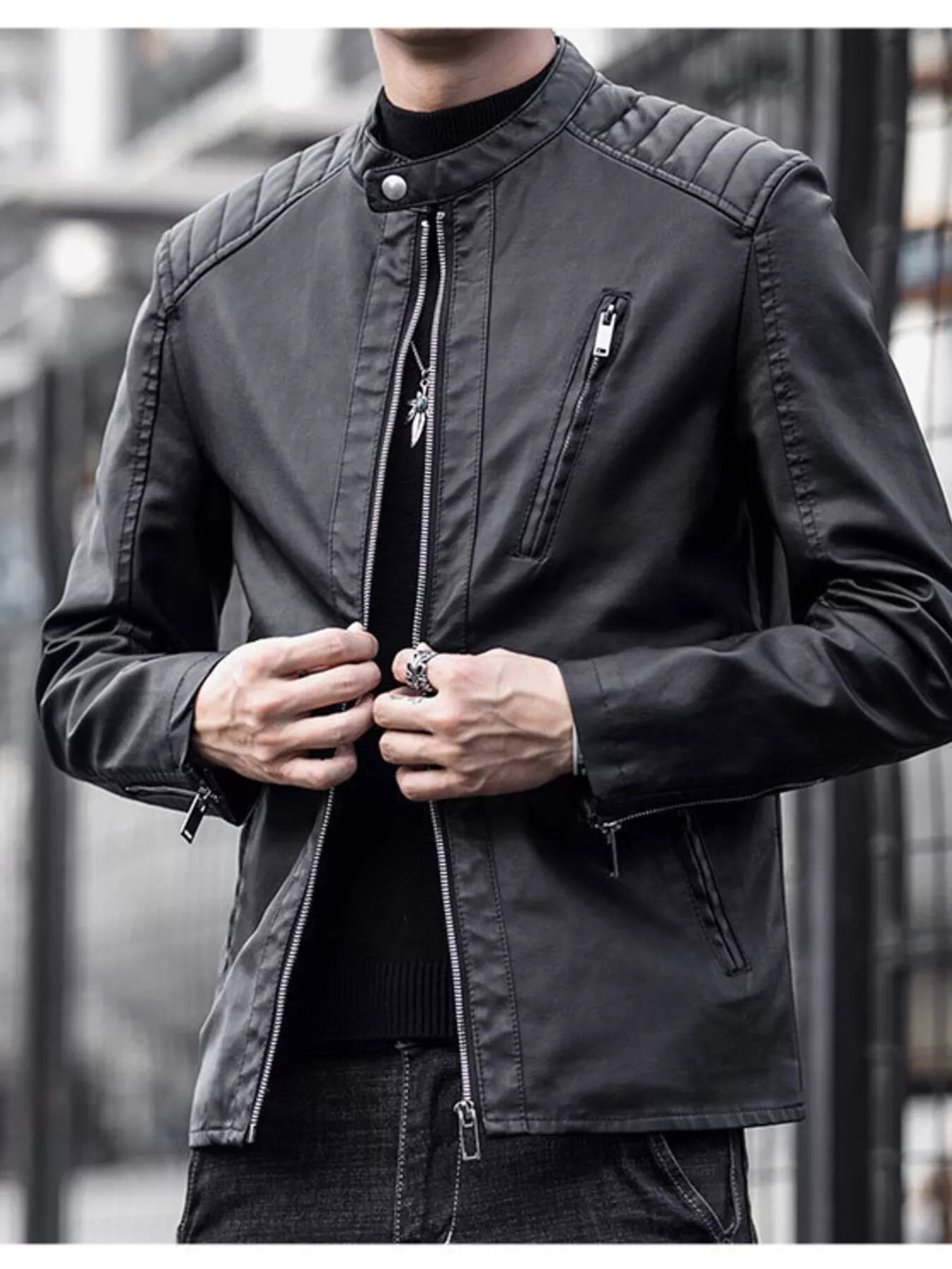 Men's Plus Size Zip Up Long Sleeve Jacket