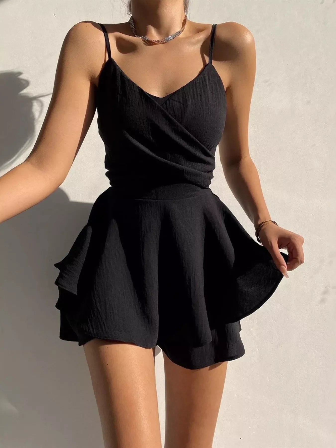 Spaghetti Strap Ruffled Romper