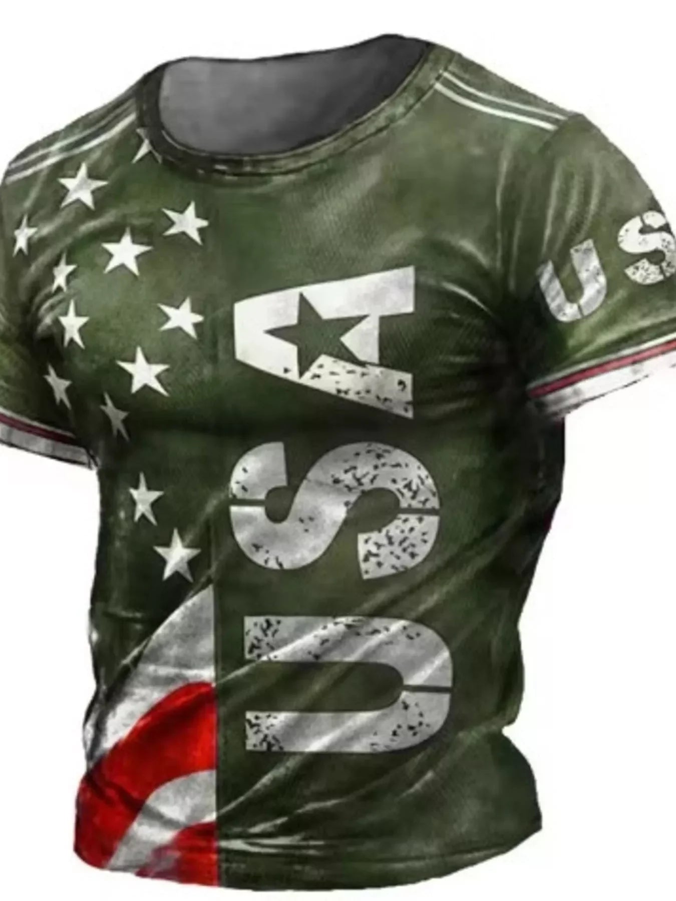 Men's Full Size USA Flag Print T-Shirt Plus Size