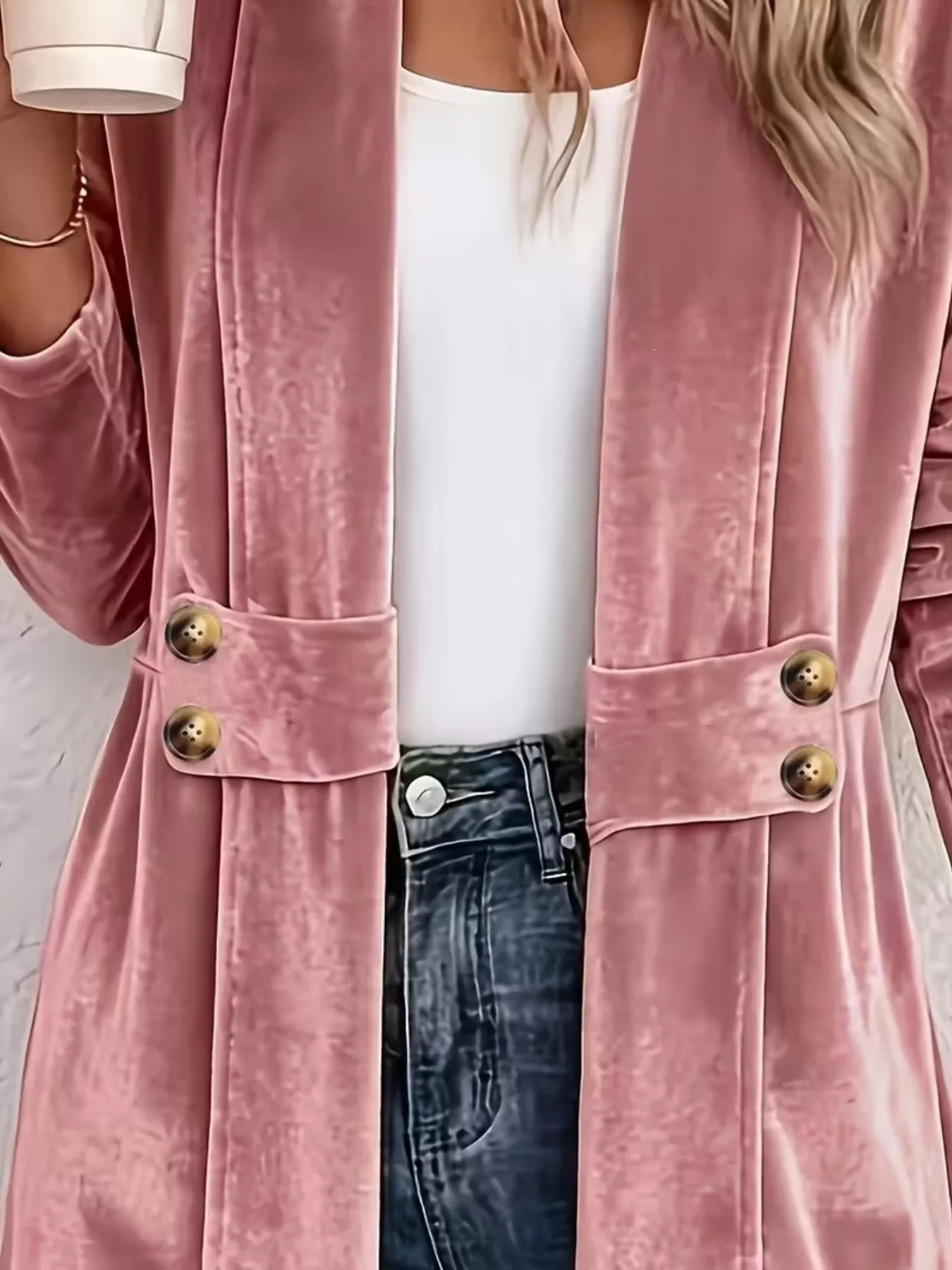 Full Size Velvet Open-Front Cardigan Plus Size
