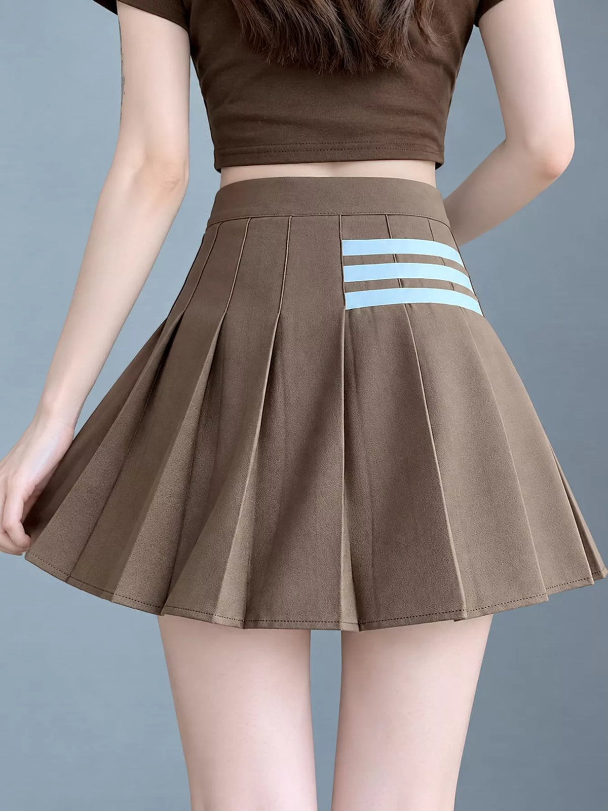 Contrast Stripe Pleated Mini Skirt