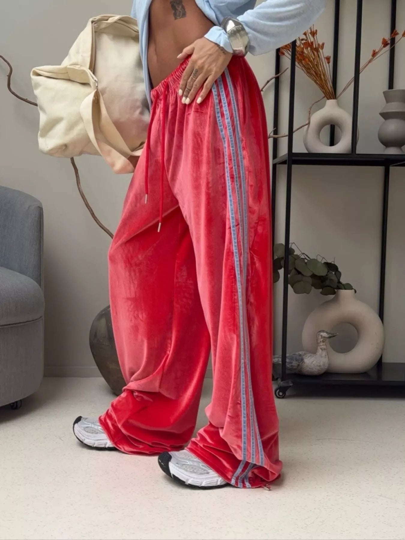 Velvet Wide-Leg Pants