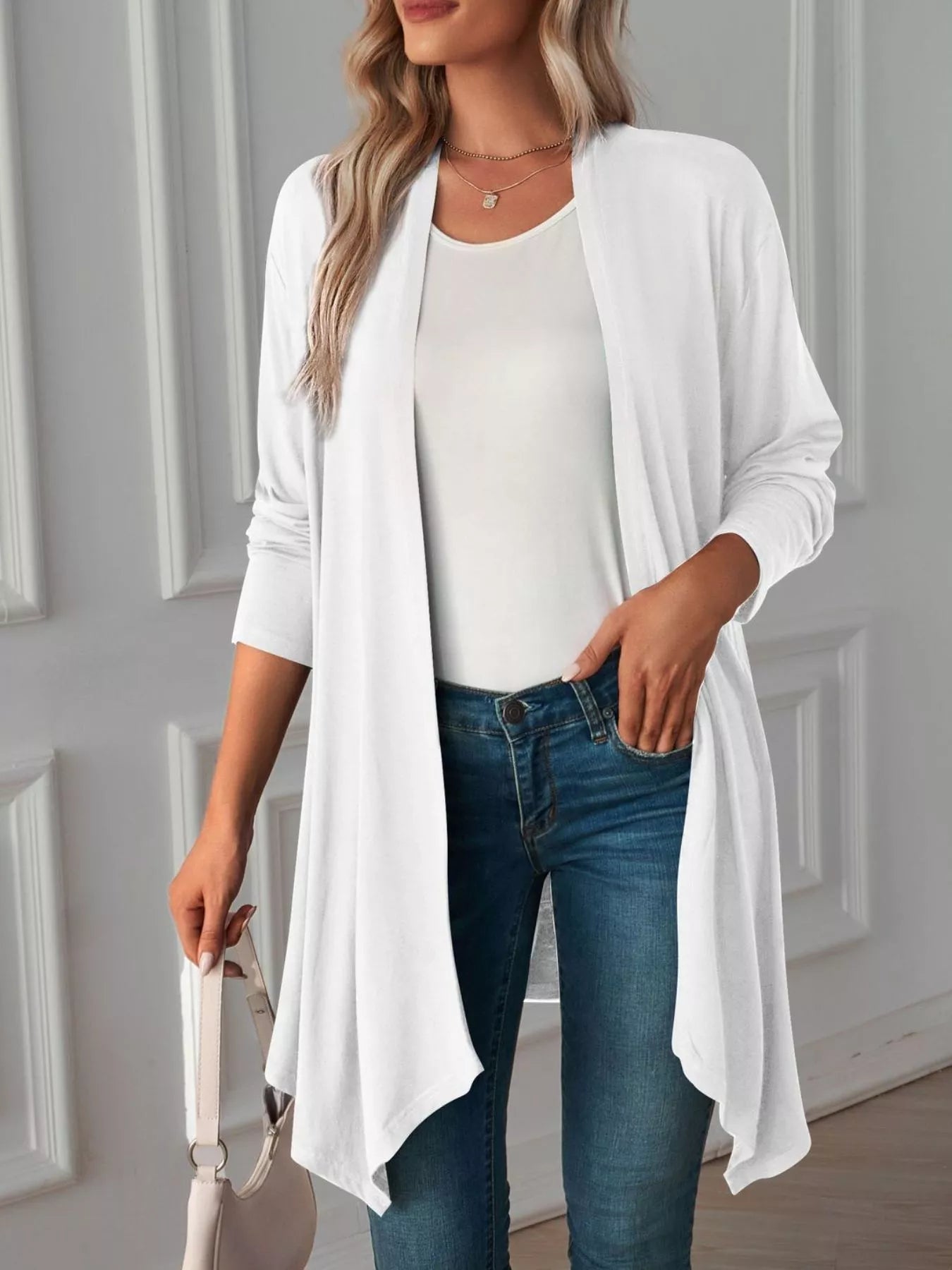Lightweight Open Front Cardigan