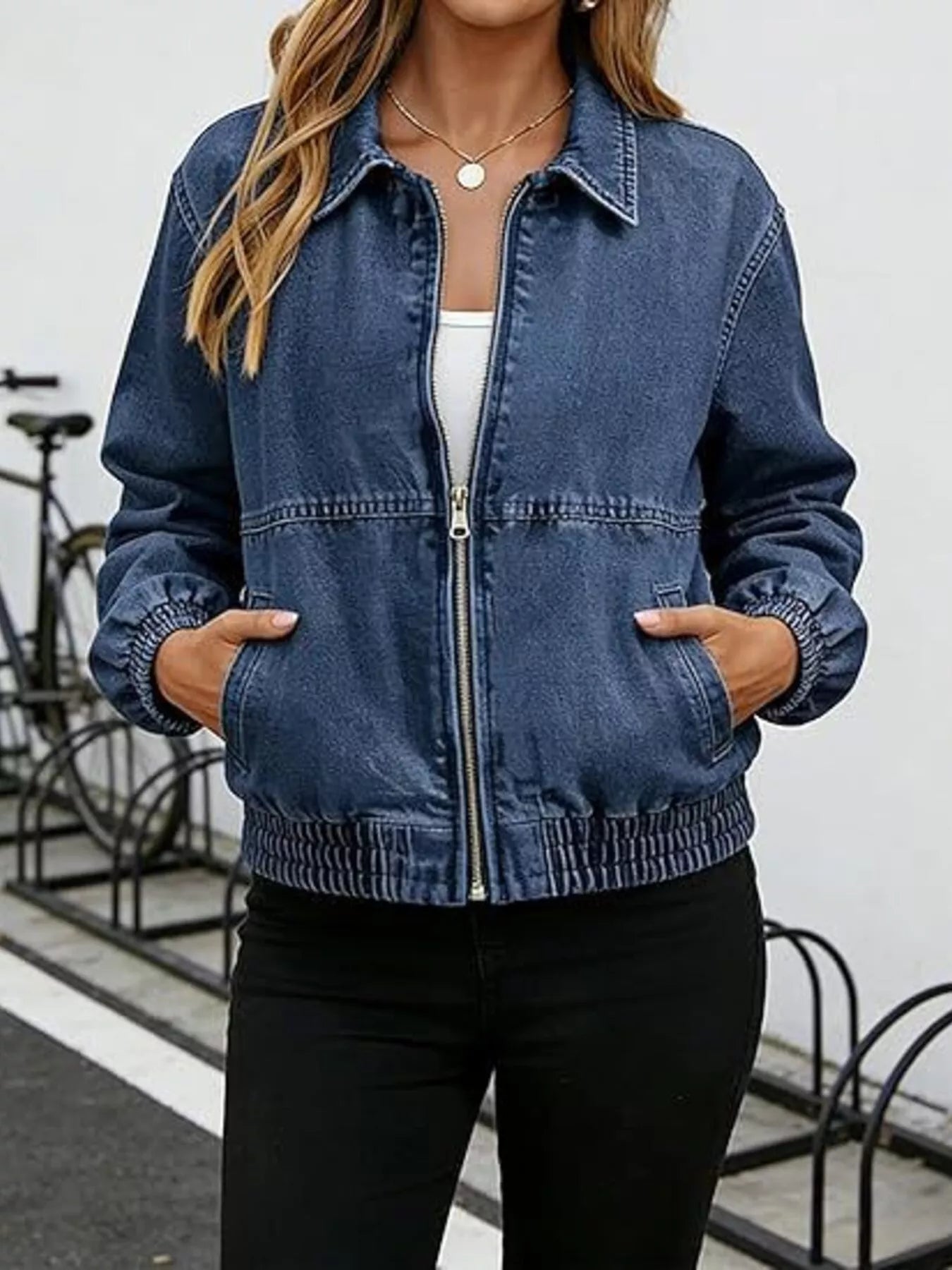 Classic Zip-Up Denim Jacket