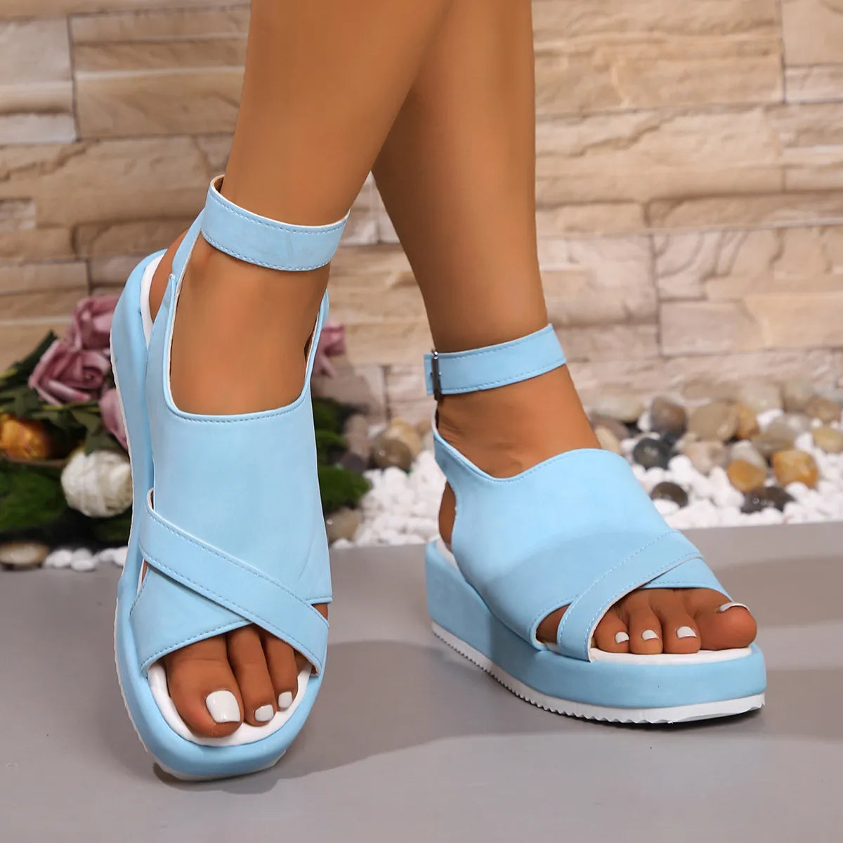 Platform Ankle Strap Comfort Sandals