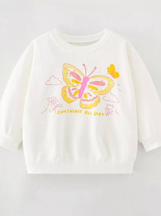 Children's Butterfly Graphic Crew Neck Sweatshirt