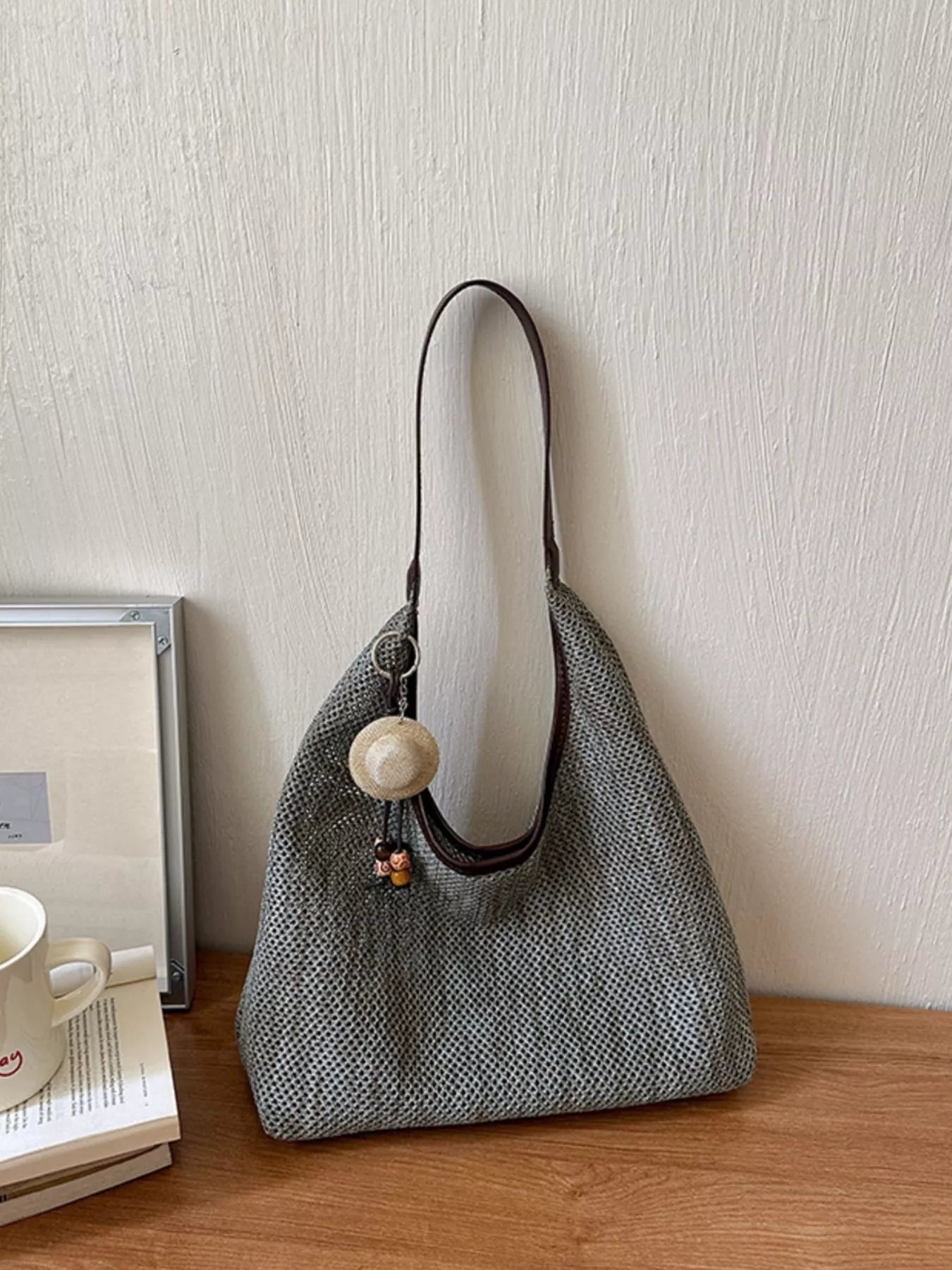 Textured Woven Shoulder Bag