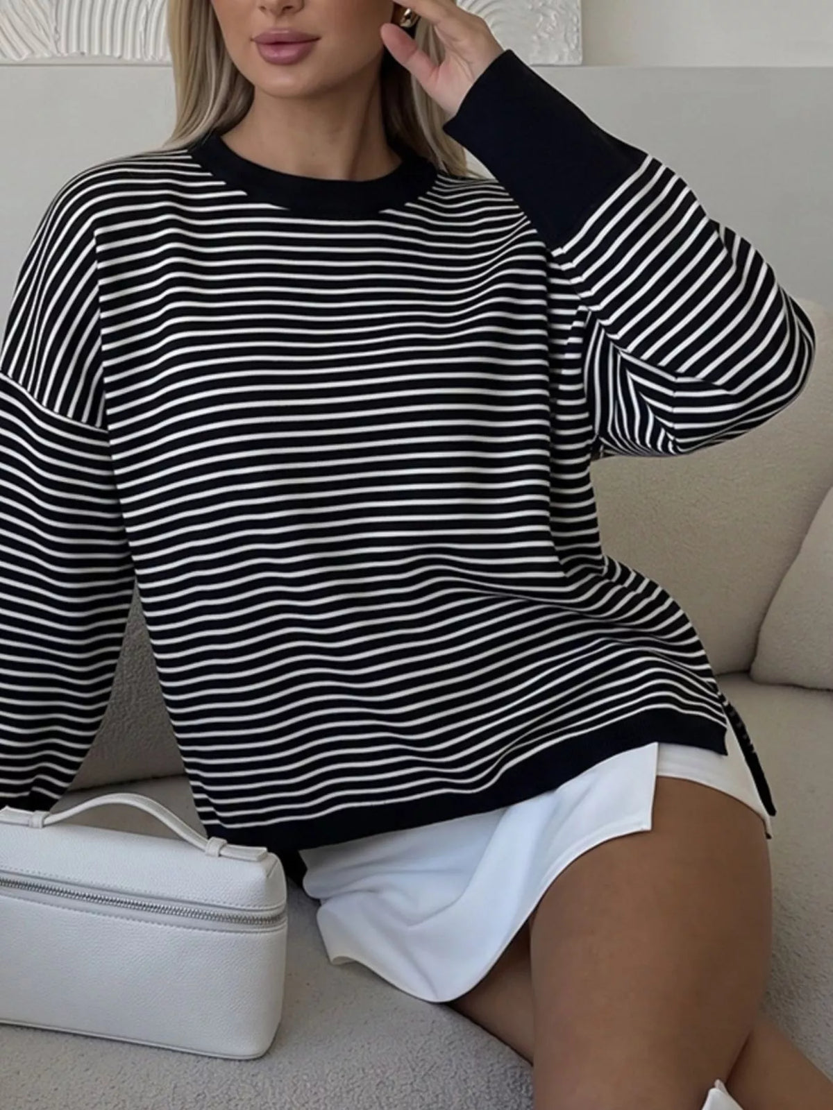 Striped Round Neck Knit Top