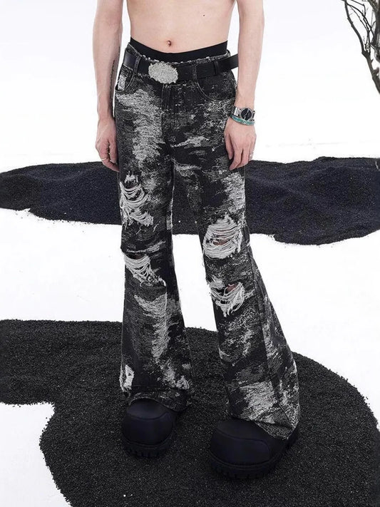 Men's Distressed Wide Leg Jeans