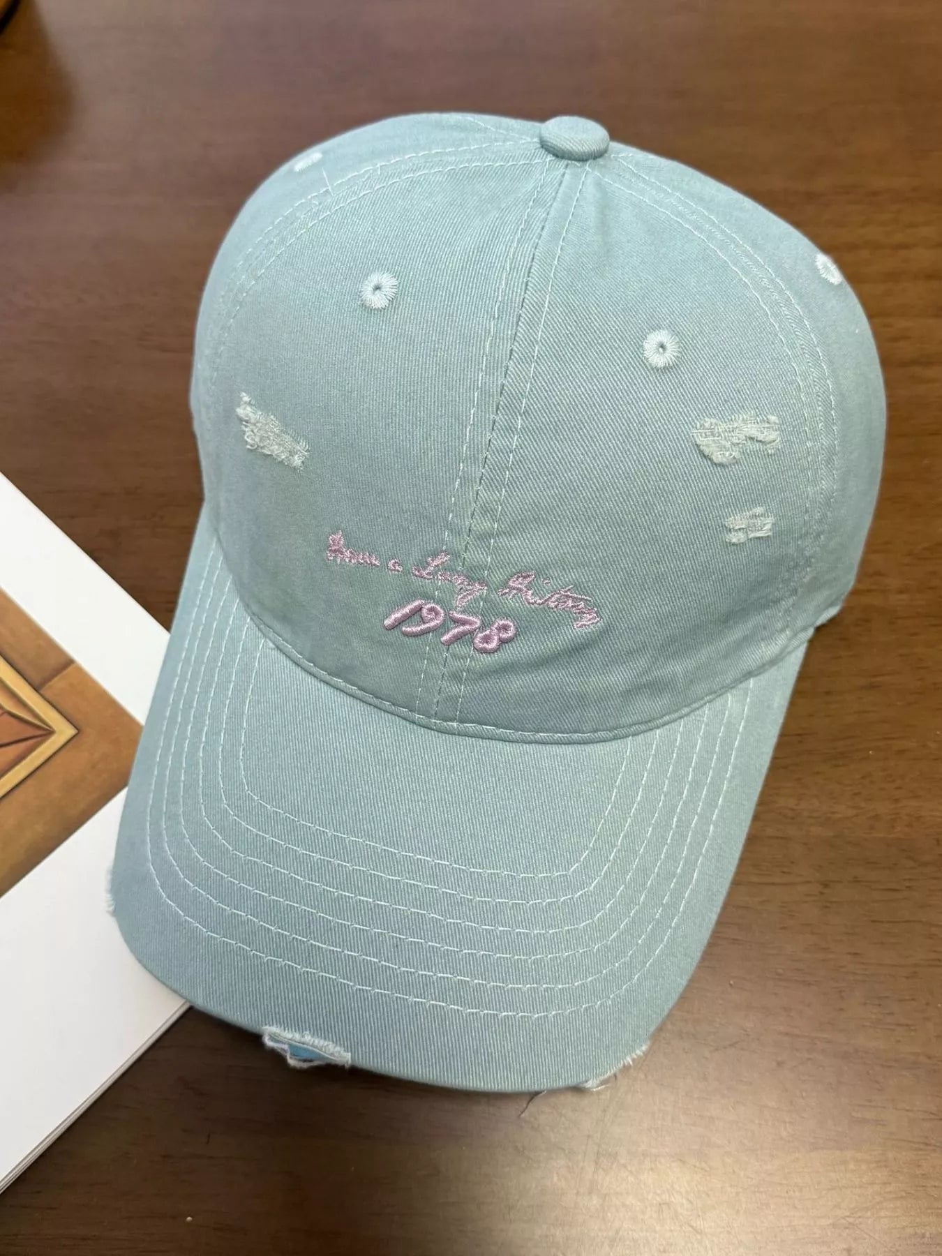 Embroidered Distressed Baseball Cap