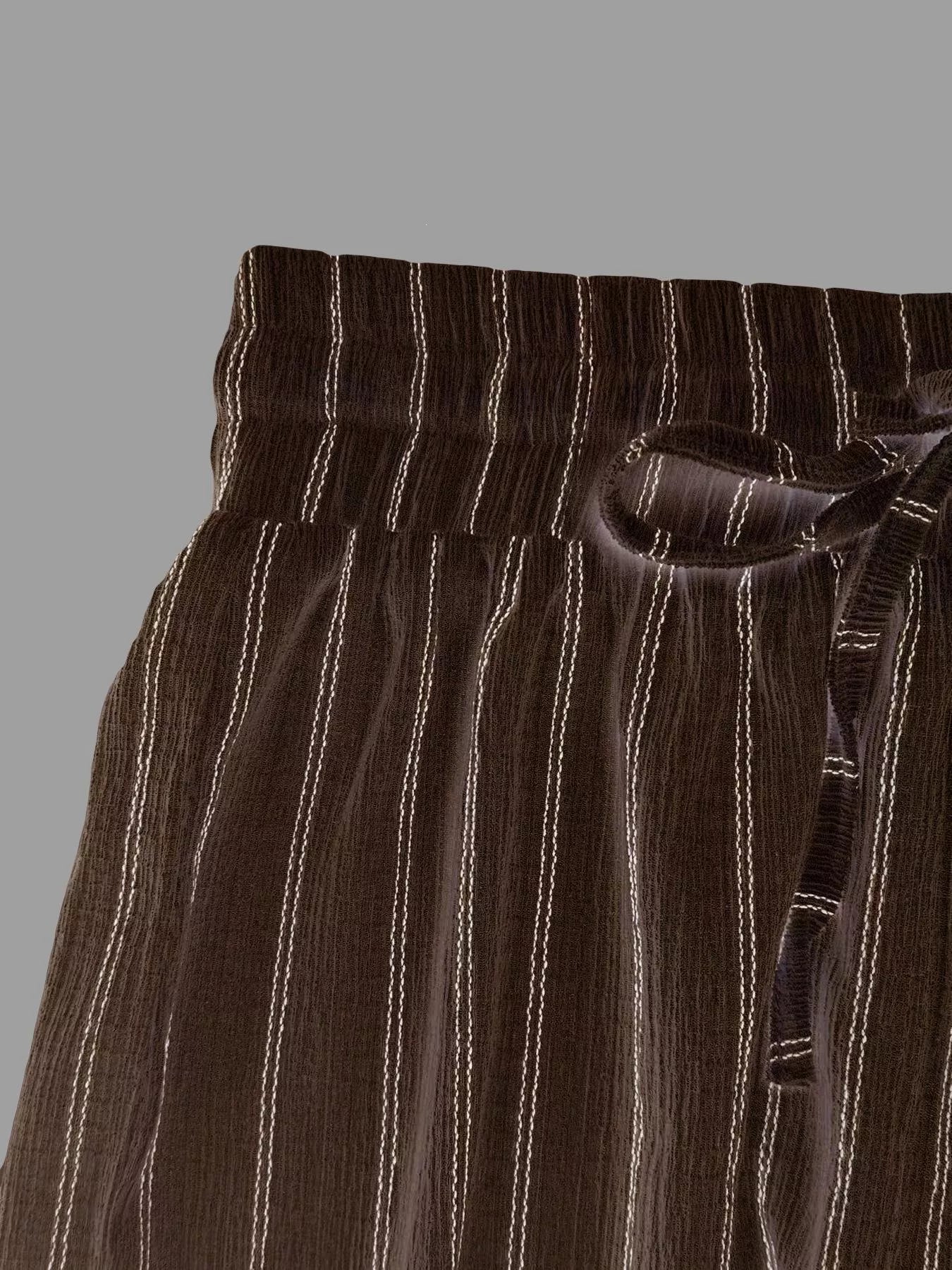 Striped Wide-Leg Drawstring Pants
