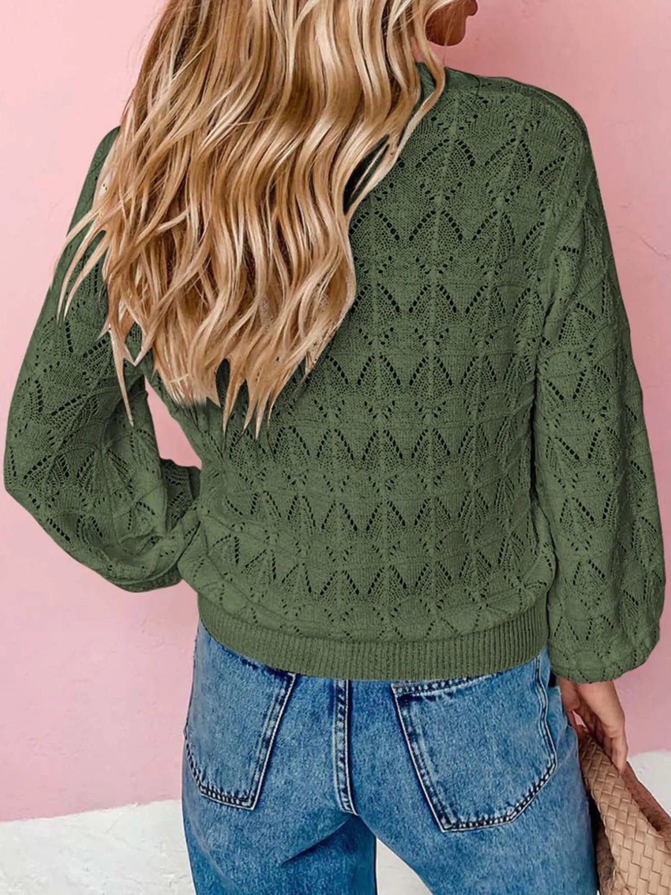 Openwork Button Up Cardigan