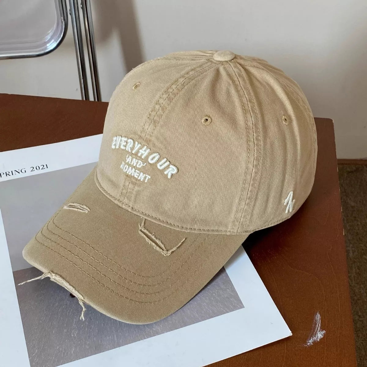 Distressed Embroidered Baseball Cap