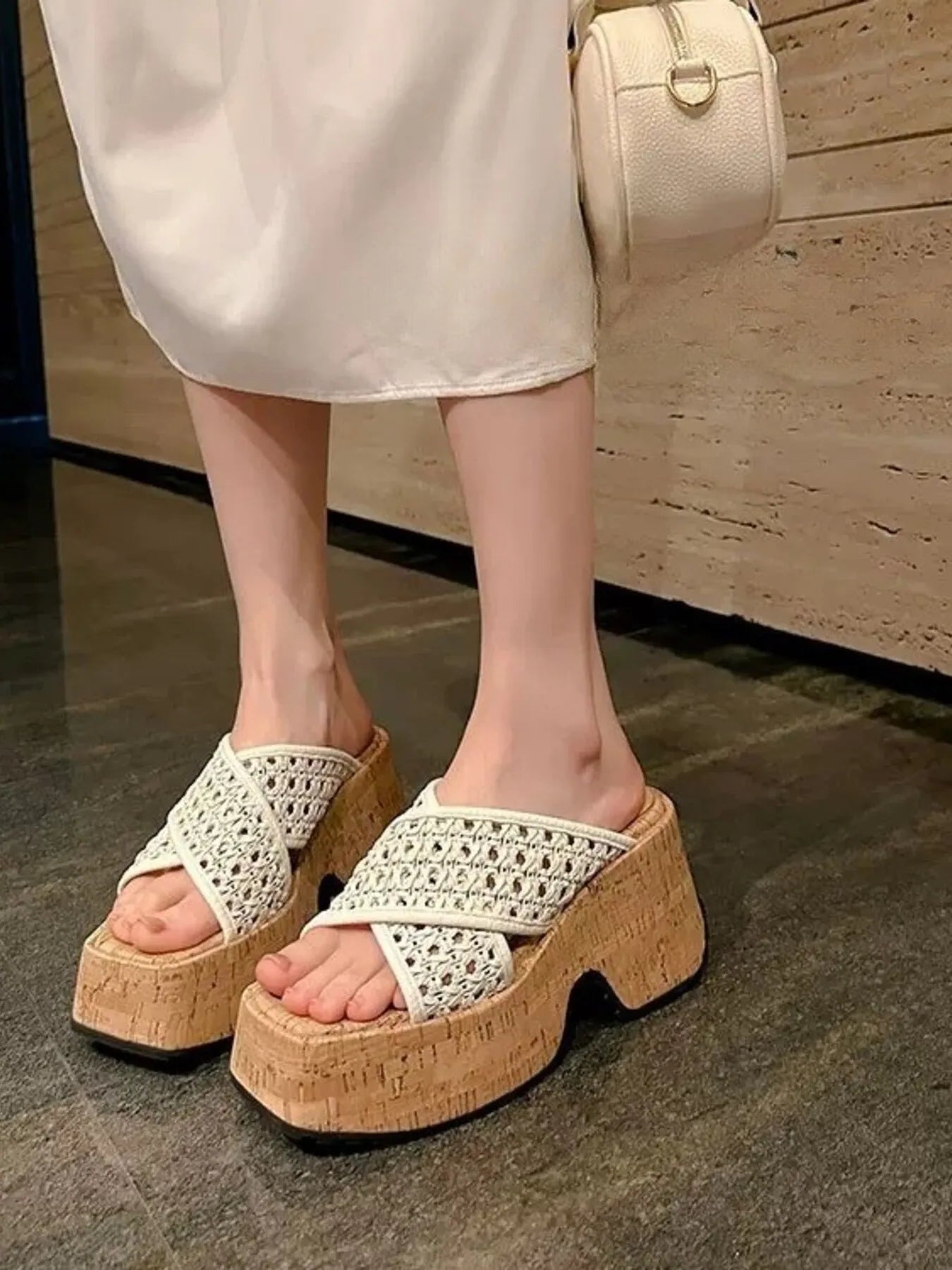 Hollow Out Mesh Platform Sandals